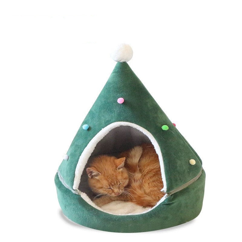 Arena para gatos con forma de árbol de Navidad